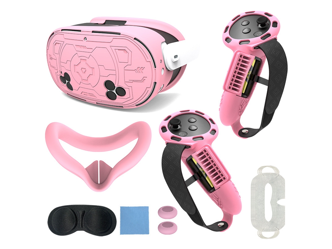 Capa Chrui De Silicona 7 En 1 Compatible Con Meta Quest 3s Con Funda Para Mandos (negro)