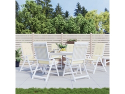 Cojín Silla De Jardín Respaldo Alto 6 Uds Tela Crema 120x50x3cm
