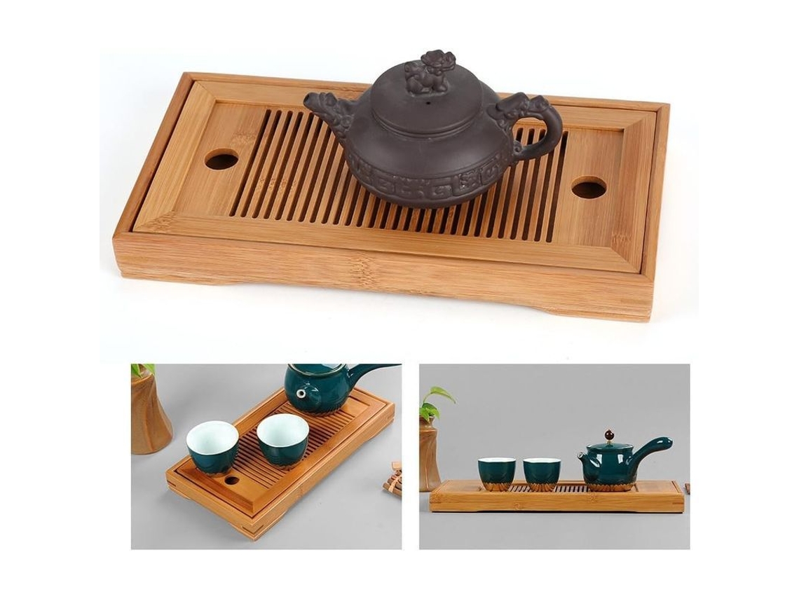 Bandeja Rectangular De Bambú Para Té, Modelo 2025, Para La Ceremonia Gong Fu Cha, 27x14x3 Cm.