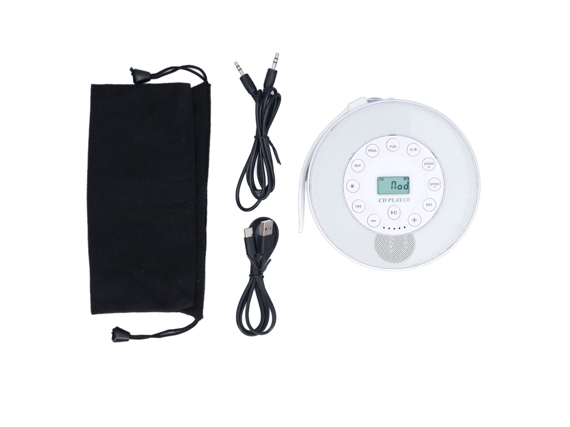 Reprodutor De Cd Portátil Bluetooth Com Alto-falante Anti-pulso Para Carro E Casa Mp3 Recarregável