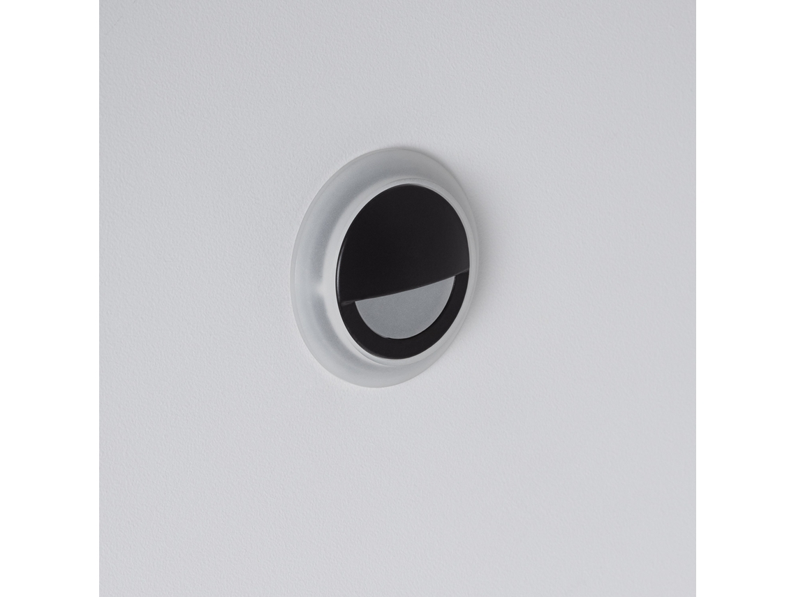 Baliza Led 3w Empotrable Aluminio Pared Circular Negro Occulare 2700k Branco Quente