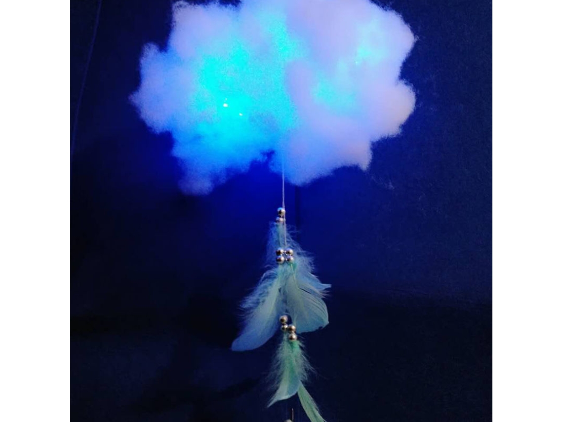 Rebe-decoração Pendente De Luz Diy Inovadora Com Kit De Penas Azul Claro Para Quarto E Sala De Estar