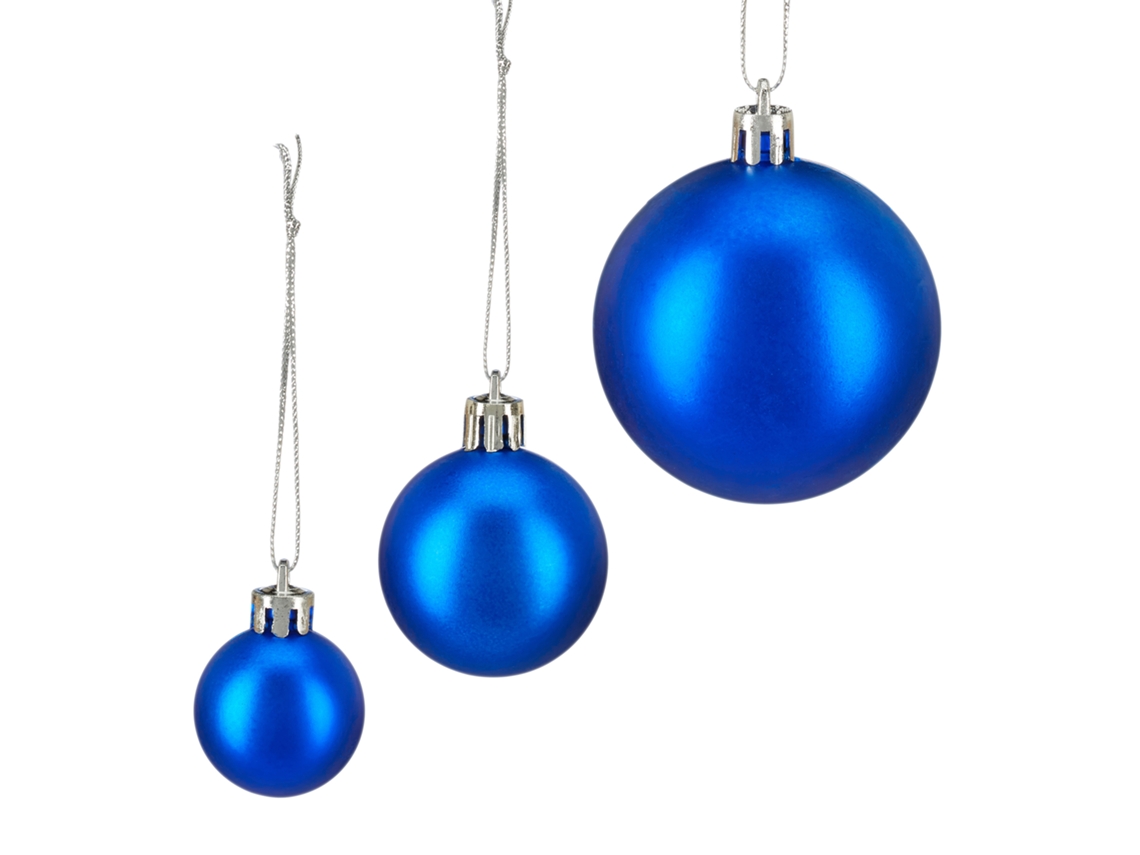 Relaxdays Set De 100 Bolas De Navidad, Decoración Navideña, Mate, Brillante, Árbol De Navidad, ∅ 3,4 6 Cm, Azul
