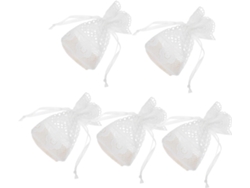 5 Bolsitas De Joyería Pequeñas Con Cordón Y Encaje Blanco