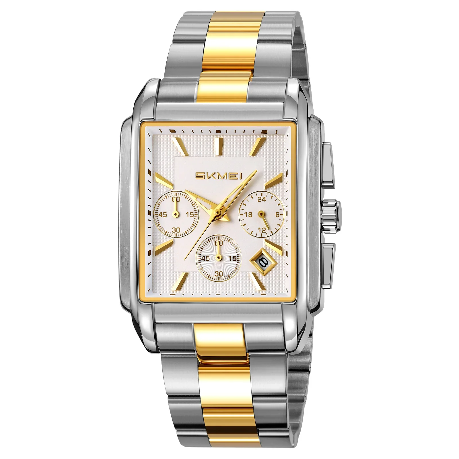 Reloj De Pulsera Cuadrado De Negocios Para Hombre, Resistente Al Agua, Con Indicador De Fecha Y Cronómetro.