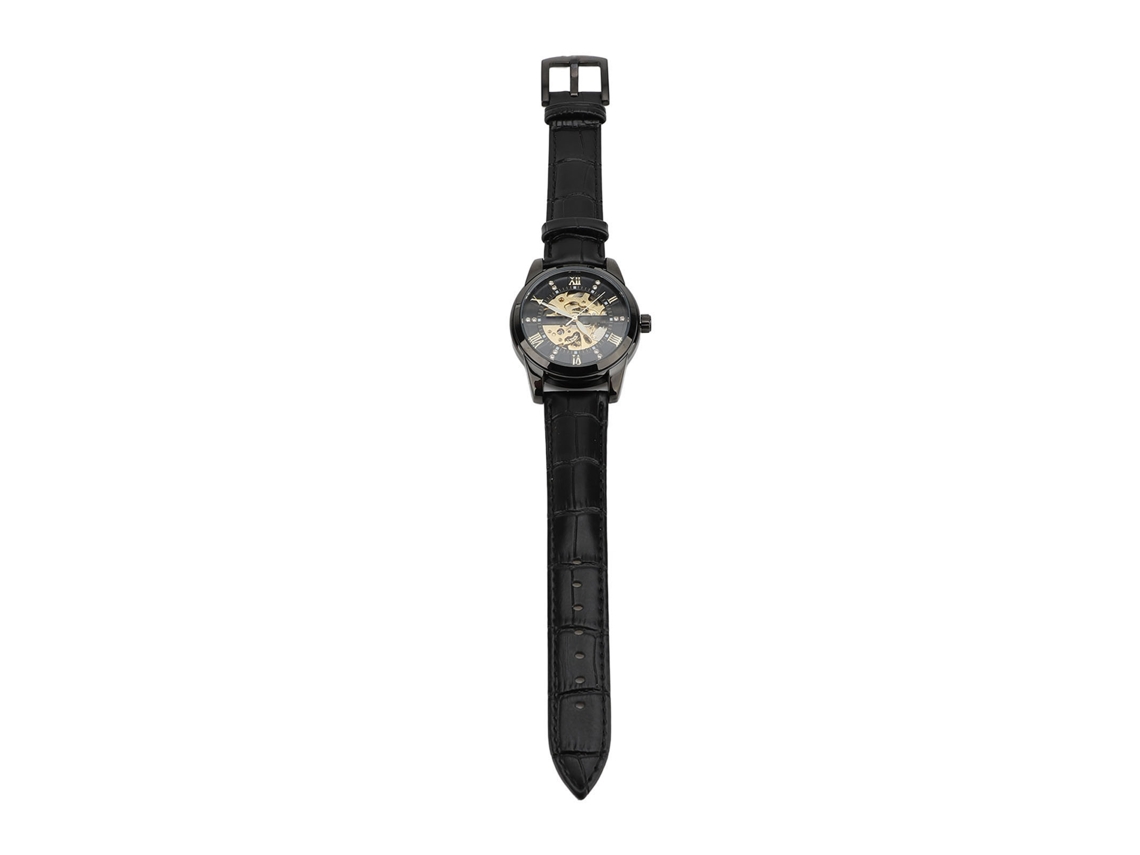Reloj Mecánico Automático De Doble Esqueleto Hueco Para Hombre Con Correa De Piel Sintética Negra.