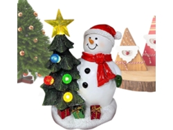 Figura navideña de Slowmoose con árbol y muñeco de nieve