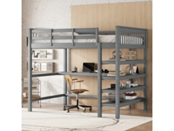 Cama Alta Infantil De 140x200 Con Escritorio Debajo.