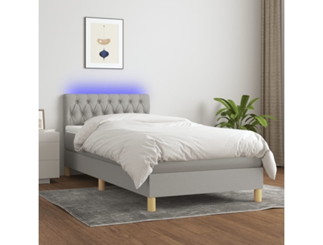 Cama con somier VIDAXL (Gris - Tela - 193 x 90 x 88 cm)