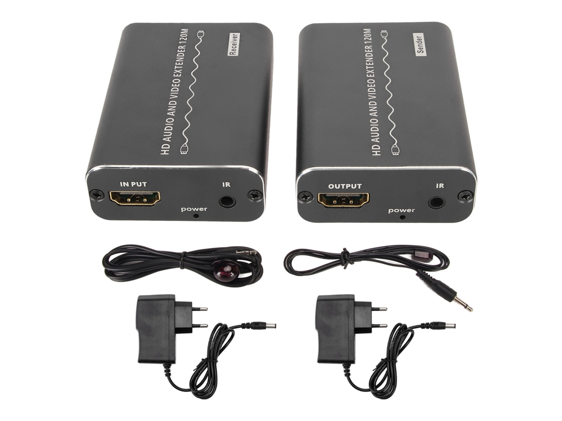 Amplificador de interfaz multimedia HD Baoj-2026 a través de Cat6a hasta 1920x108p 60Hz 120m con control remoto IR Enchufe europeo 100-240V