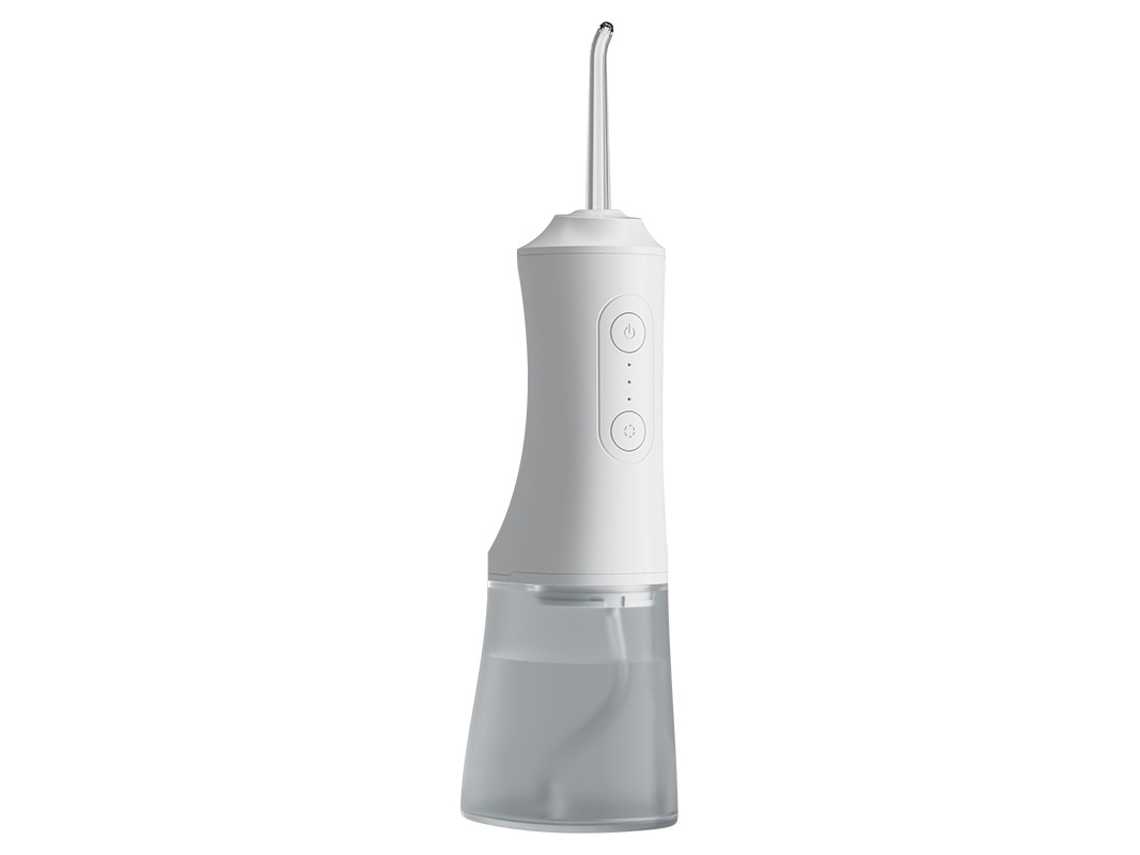 Irrigador bucal con depósito de agua de 300 ml, 3 modos, 4 boquillas de chorro reemplazables, irrigador bucal inalámbrico (blanco)
