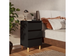 Mesita de Noche con Patas de Madera 40X35X69 Cm Negro
