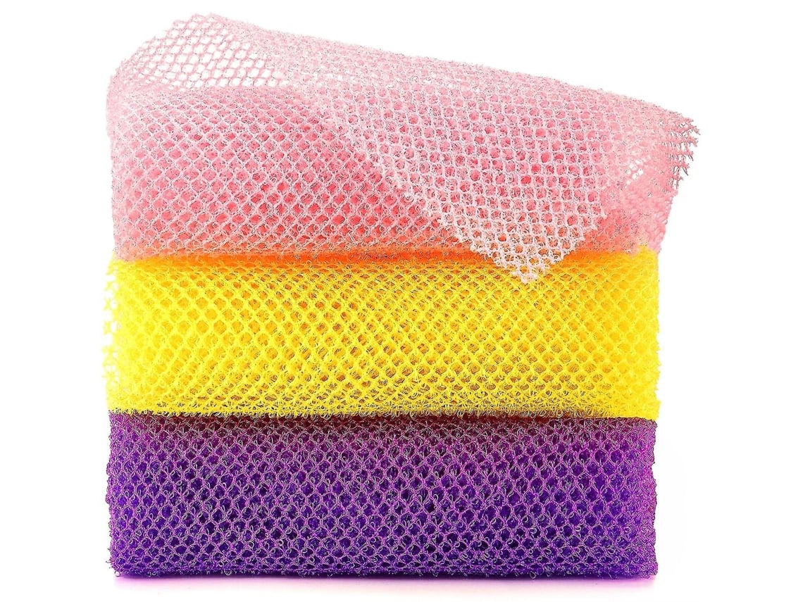 3 Esponjas Africanas Exfoliantes Para Ducha Cuerpo Espalda, Ideal Para Uso Diario Rosa Amarillo Morado