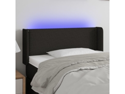 Cabecero Con Led De Tela Negro 93x16x78/88 Cm