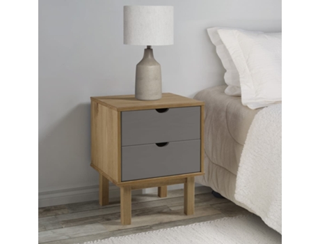 Mesita de noche OTTA madera de pino marrón y gris VIDAXL (45 x 39 x 57 cm)