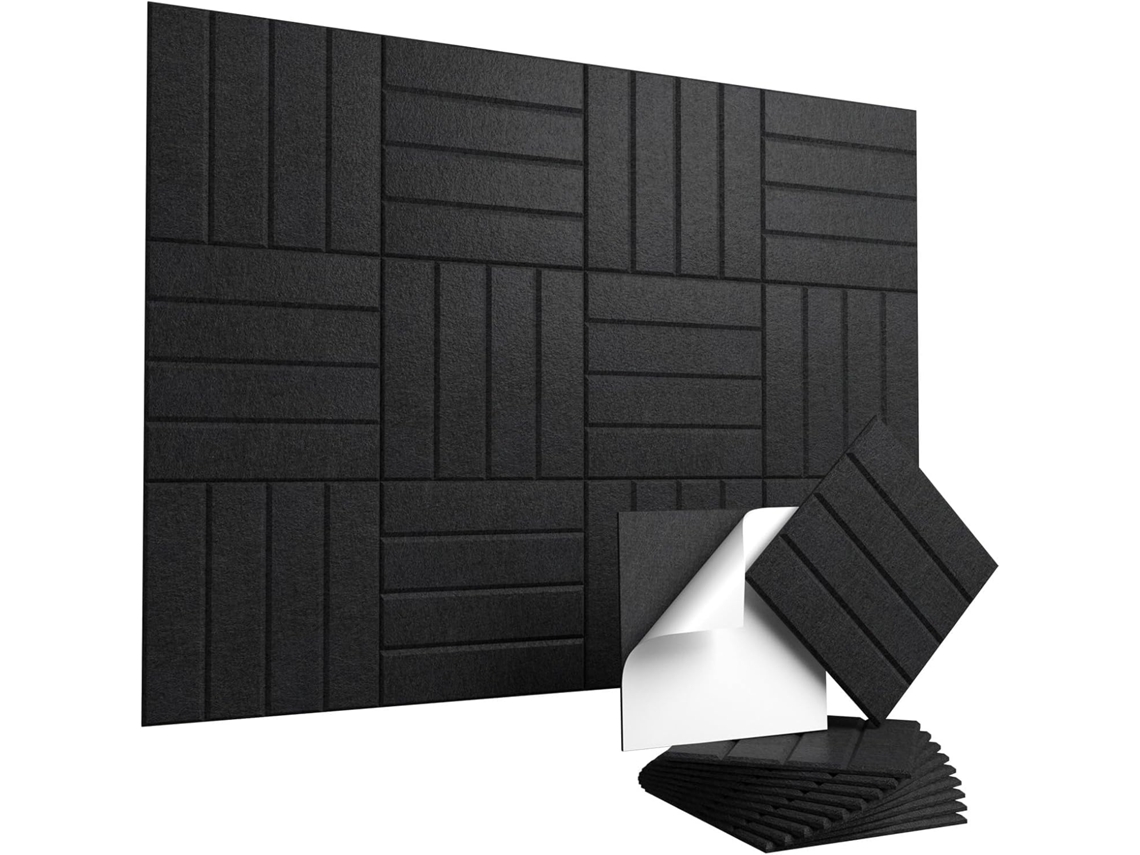 Paineles Acústicos Eifson Fieltro Poliéster Alta Densid 30x30cm 12 Un (negro)