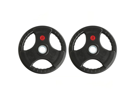 Discos de Musculación Set De 2 De Goma 3 Asas 50mm FITNESS TECH 20 kg
