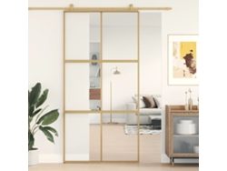 Puerta corrediza | Puerta corredera de 102,5 x 205 cm, vidrio ESG/aluminio dorado, WSD574836, Lovely Home