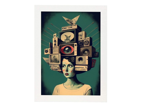 NACNIC Poster Radiodifusión En Estilo Surrealismo Cinematográfico Ilustraciones Y Grabados De Historieta Abstracta Y Artística A4 Marcos Madera