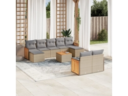 Conjunto de 10 sofás de jardín con cojines de mimbre beige de DKD Home Decor