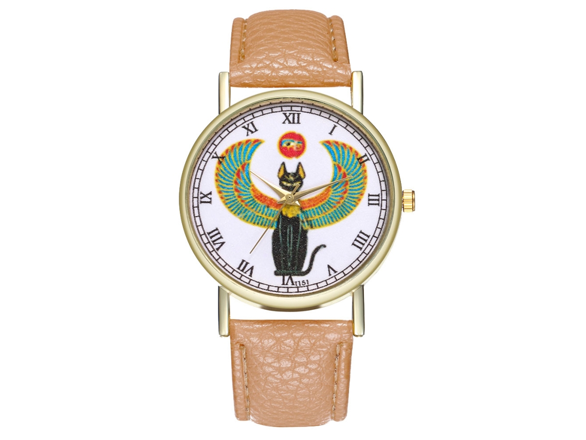 Reloj Analógico De Cuarzo Unisex Con Correa Pu Clásico Estilo Moda (beige)