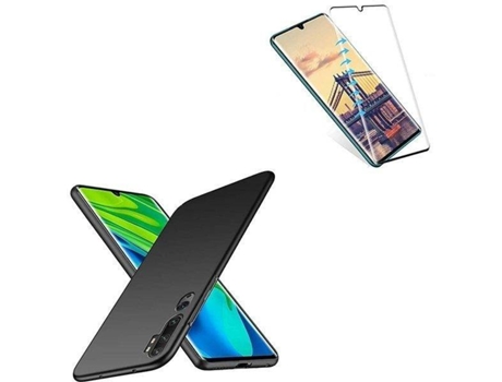 Kit Funda y Protector de Cristal Templado Xiaomi Mi Note 10 Lite SlimShield Negro