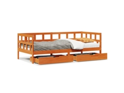 Maison Exclusive - Sofá Cama Con Cajones Madera Maciza Pino Marrón Cera 80x200 Cm
