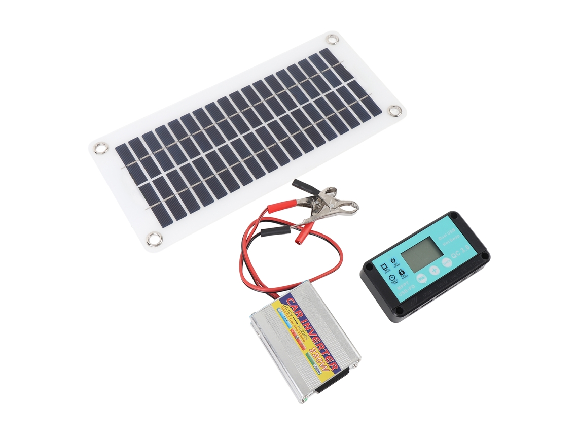 Kit de panel solar (genera energía fotovoltaica, inversor de 12 V a 220 V)