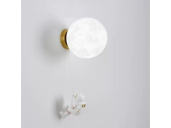 Aplique De Pared Led Para Interiores – Lámpara Para Dormitorio Infantil Con Figura De Astronauta – Pantalla En Forma De Luna – Luz Blanca