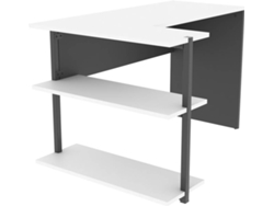 Escritorio con Estantería LEVIRA Sieg II (Blanco y Negro - Melamina - 110x80.8x74 cm)