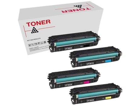 Pack 4 Tóners Compatibles HP CF360X CF360X CF361X CF362X CF363X 508X Enterprise M552 M553 M577