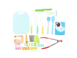 Set De 33 Cuchillos De Cocina Para Niños Cuchillos De Madera Y Plástico Con Bordes Aserrados Pelador Y Tabla De Cortar