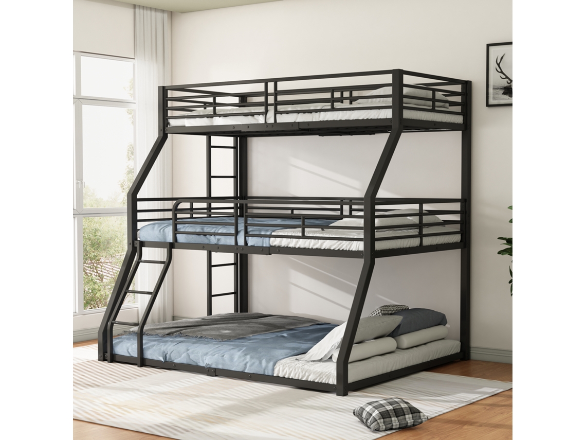 Litera Triple De Metal 90x200 + 120x200 + 140x200 Negra