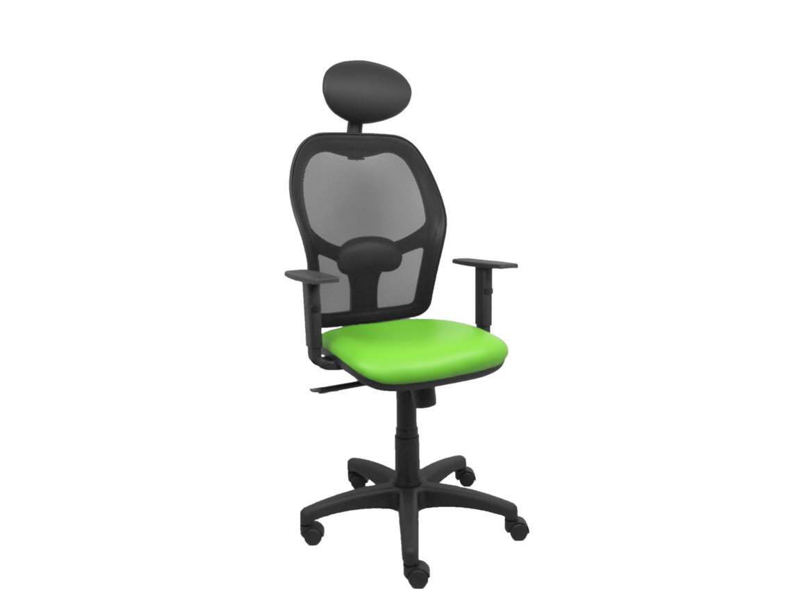Silla De Oficina Alocén Con Mecanismo Sincro Tapizada Con Similpiel Color Pistacho Y Malla Color Negro