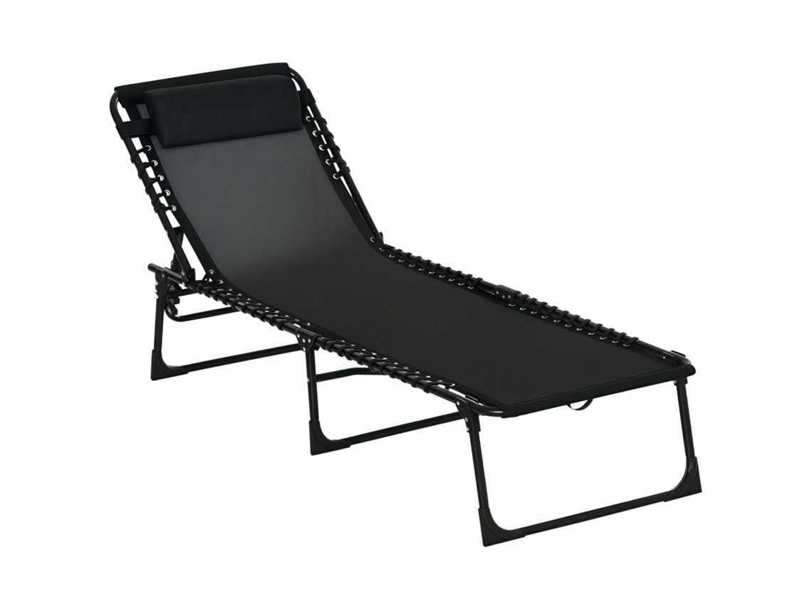 Tumbona Acero, Tejido Transpirable, Reclinable, 189x58x30cm, Negra