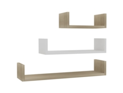 Maison Exclusive - Estantes De Pared 3 Piezas Contrachapada Blanco Y Roble Sonoma