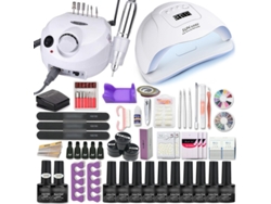 Juego de manicura, Kit de Arte de uñas CUICH con lámpara de uñas Led de 120w/54w, Kit de arte de uñas de pulido de Gel de pulido UV de colores Combo H12