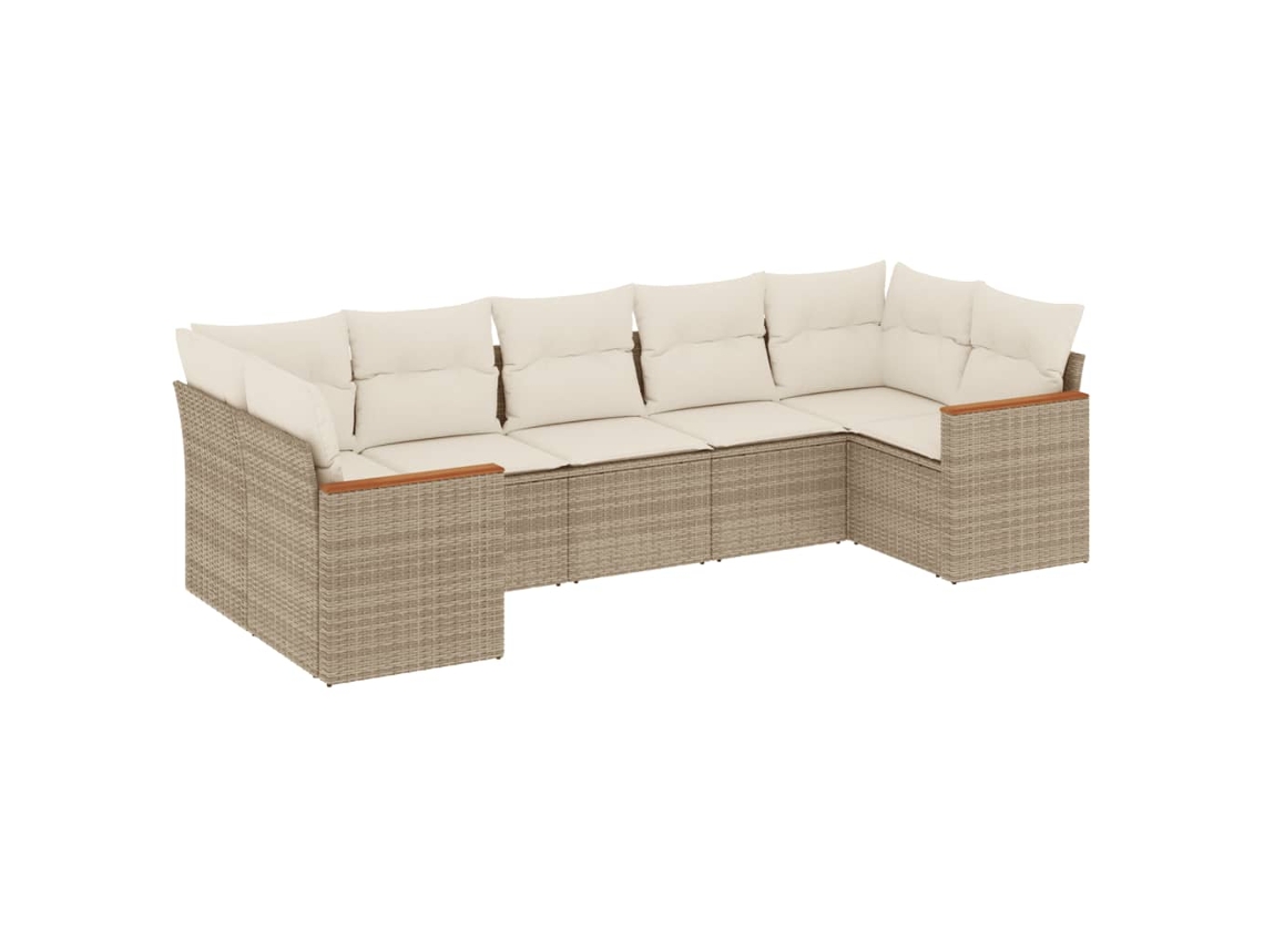Maison Exclusive - Set Sofás De Jardín 7 Piezas Y Cojines Ratán Sintético Beige