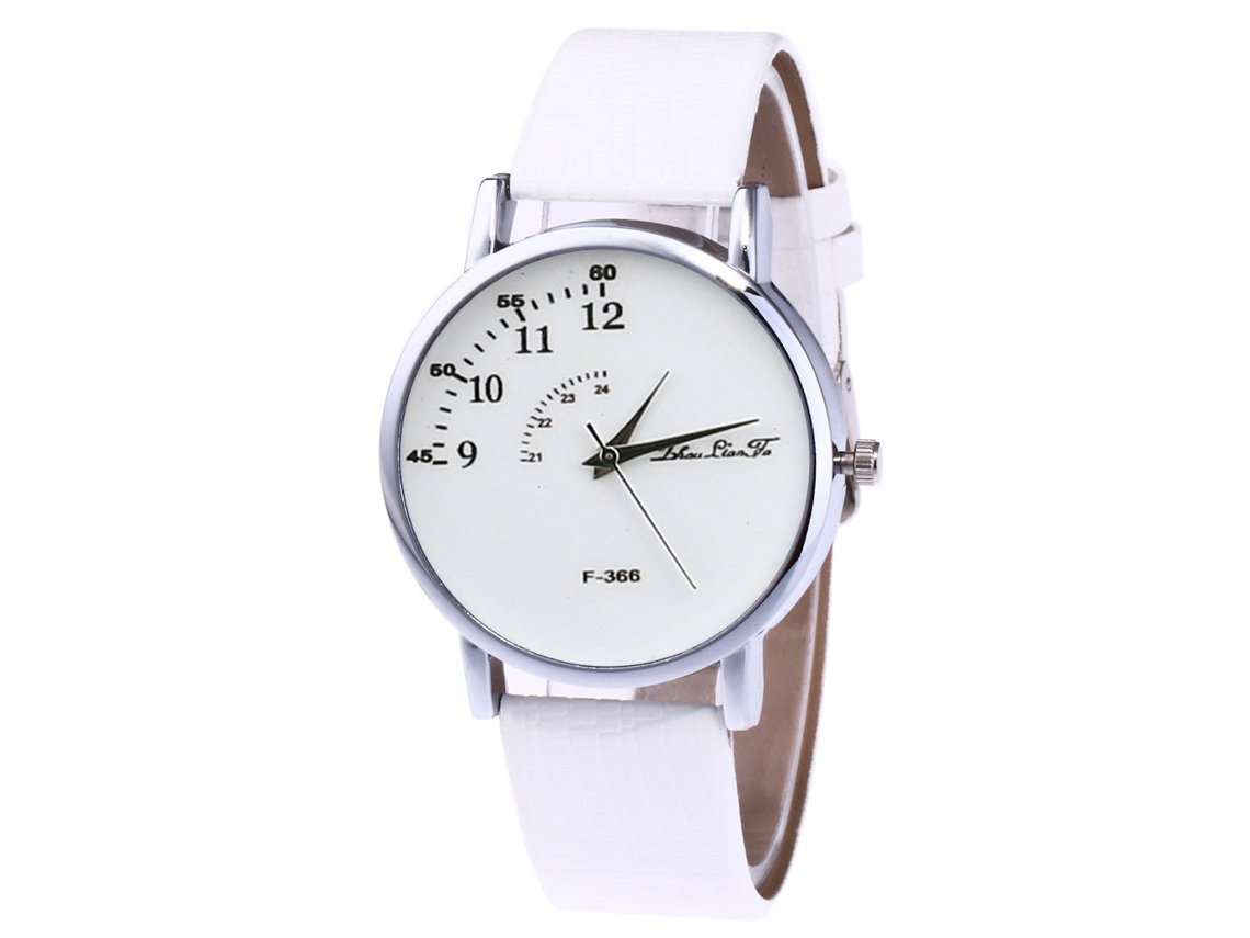 Reloj De Cuarzo Elegante Unisex Con Correa De Cuero Pu Para Hombre Y Mujer (blanco)