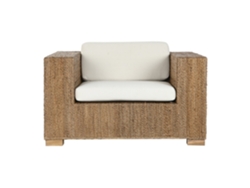Sillón de fibra de teca con cojines, 117x92x65cm