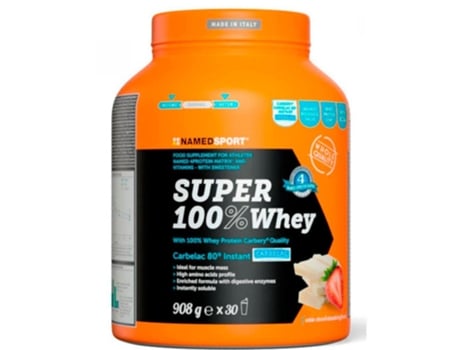 Proteína de Suero de Leche NAMEDSPORT Super 100% WheyWhite Choco & Strawberry (908g)
