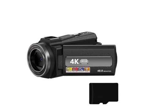 Videocámara 4K/48MP/zoom 16x/visión nocturna por rarrojos/control remoto/tarjeta de 32GB