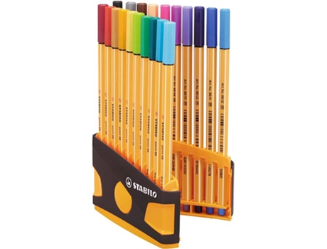Marcador Stabilo Ponta de Fibra Point 88 Cor Parade Antracite/Laranja Estojo de 20 Unidades Cores Sortidas