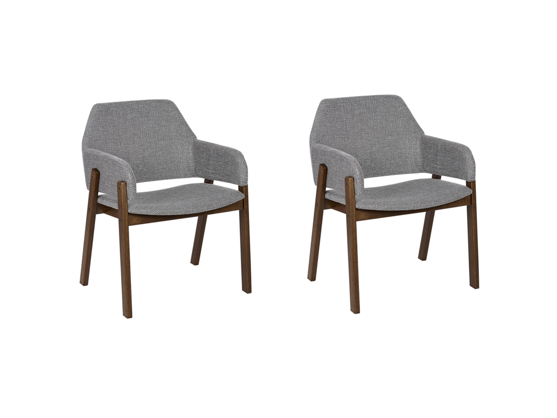 Conjunto de 2 cadeiras de jantar em estilo retro BELIANI Albion de Poliéster Cinzento 57x47x80