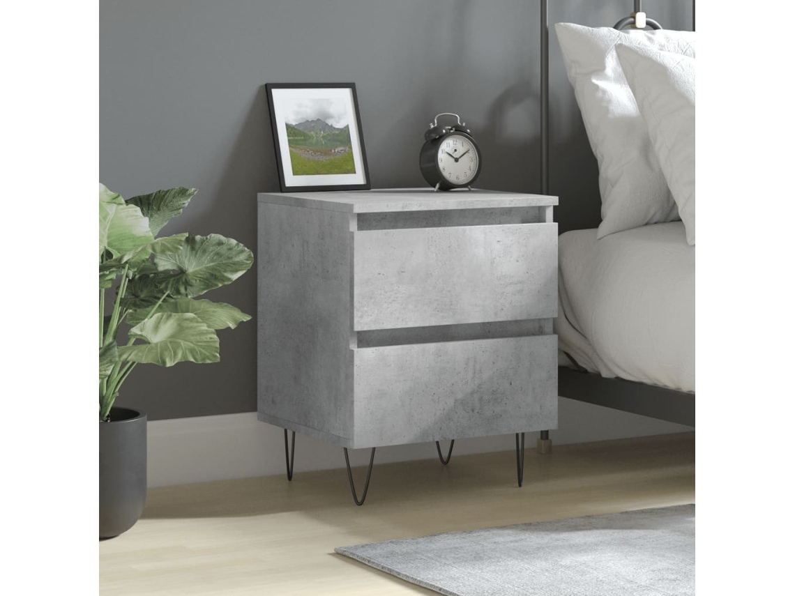 Mesita de Noche 40X35X50Cm Derivados Madera Gris Cemento
