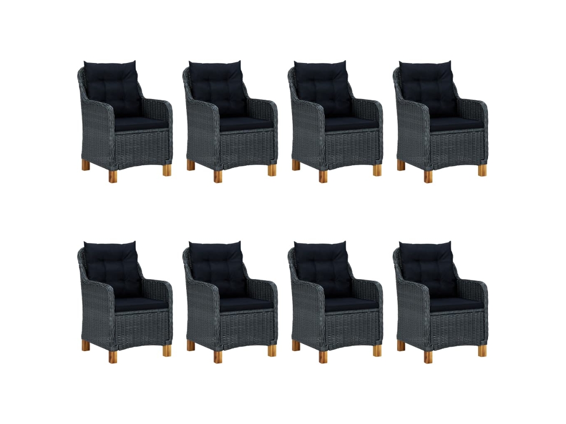 Maison Exclusive - Set Comedor Jardín 9 Pzas Cojines Ratán Sintético Gris Oscuro