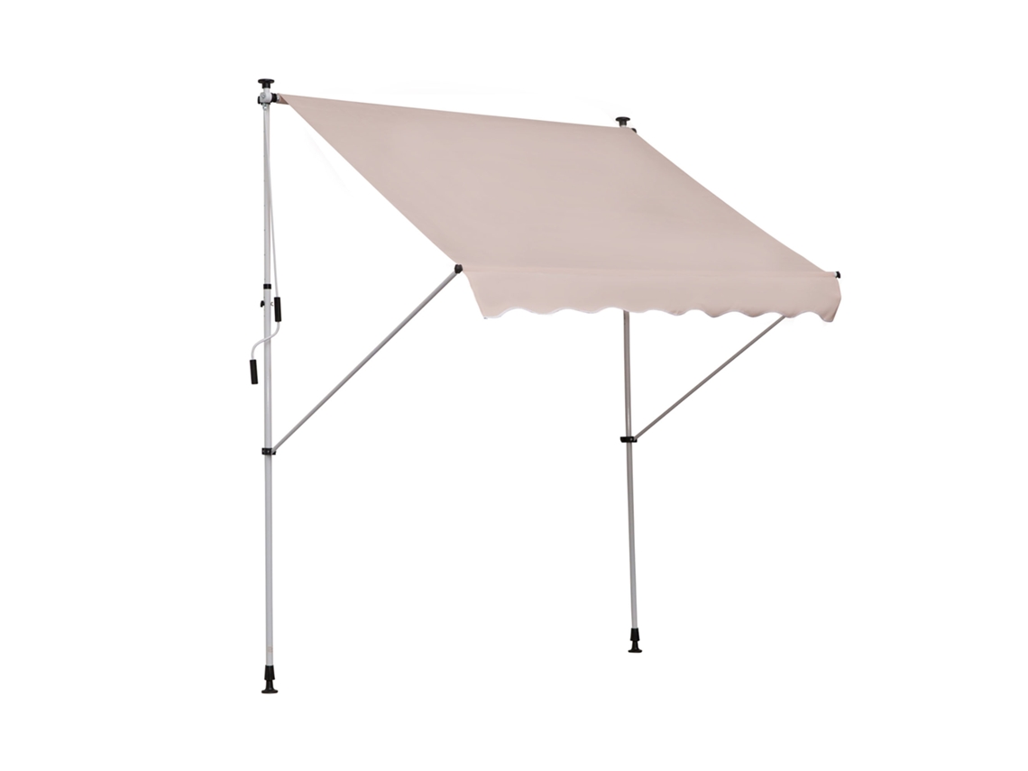 Toldo retráctil de 2x1,5 m con ajuste mediante manivela, exterior color beige.