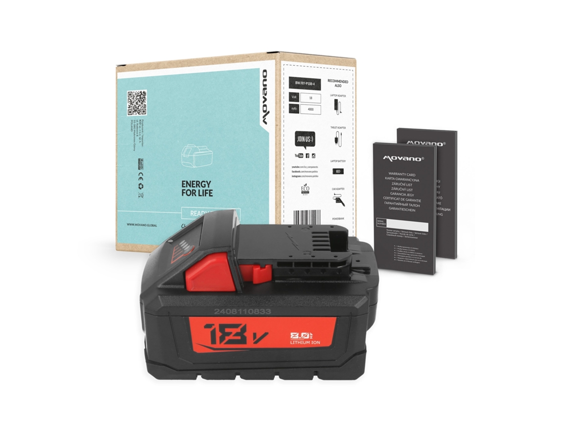 Batería Movano para Milwaukee M18 (8000 mAh)
