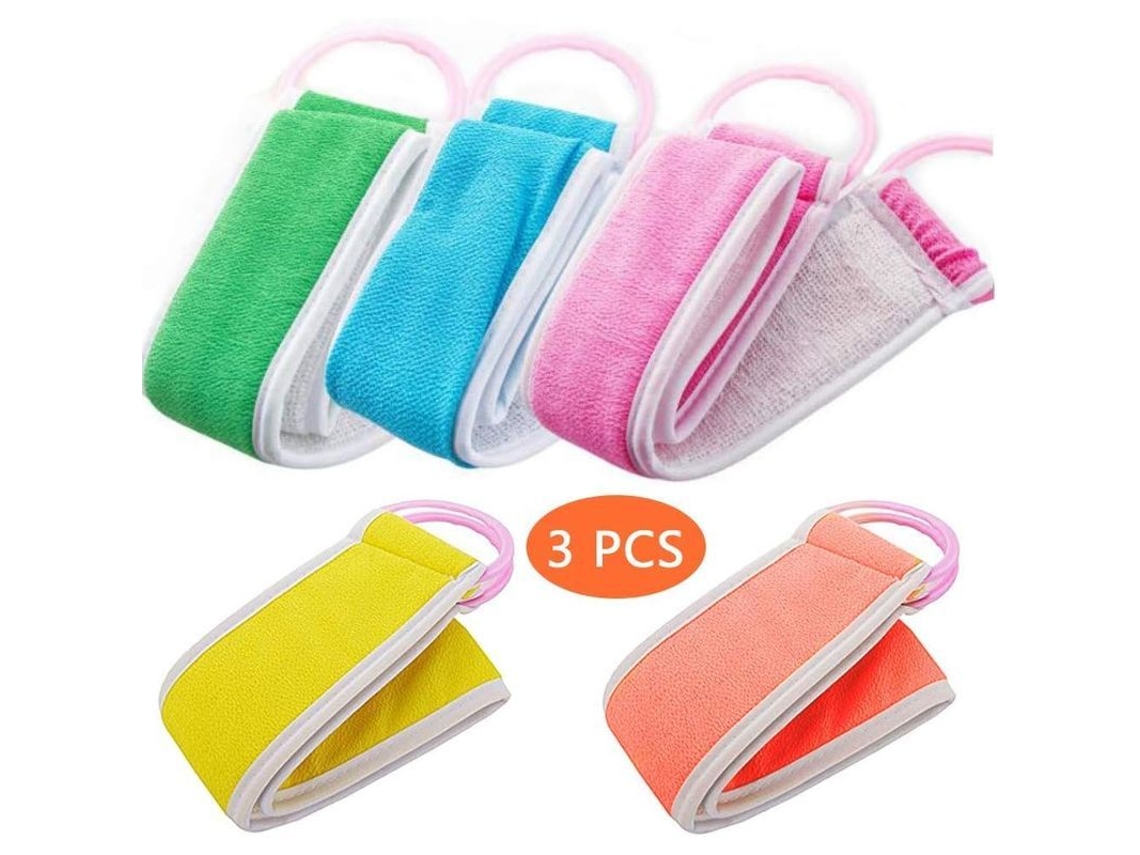 Dan26-linjou 3 Esponjas De Baño Exfoliantes Dobles Para Espalda Cuerpo Limpiador Piel Suave