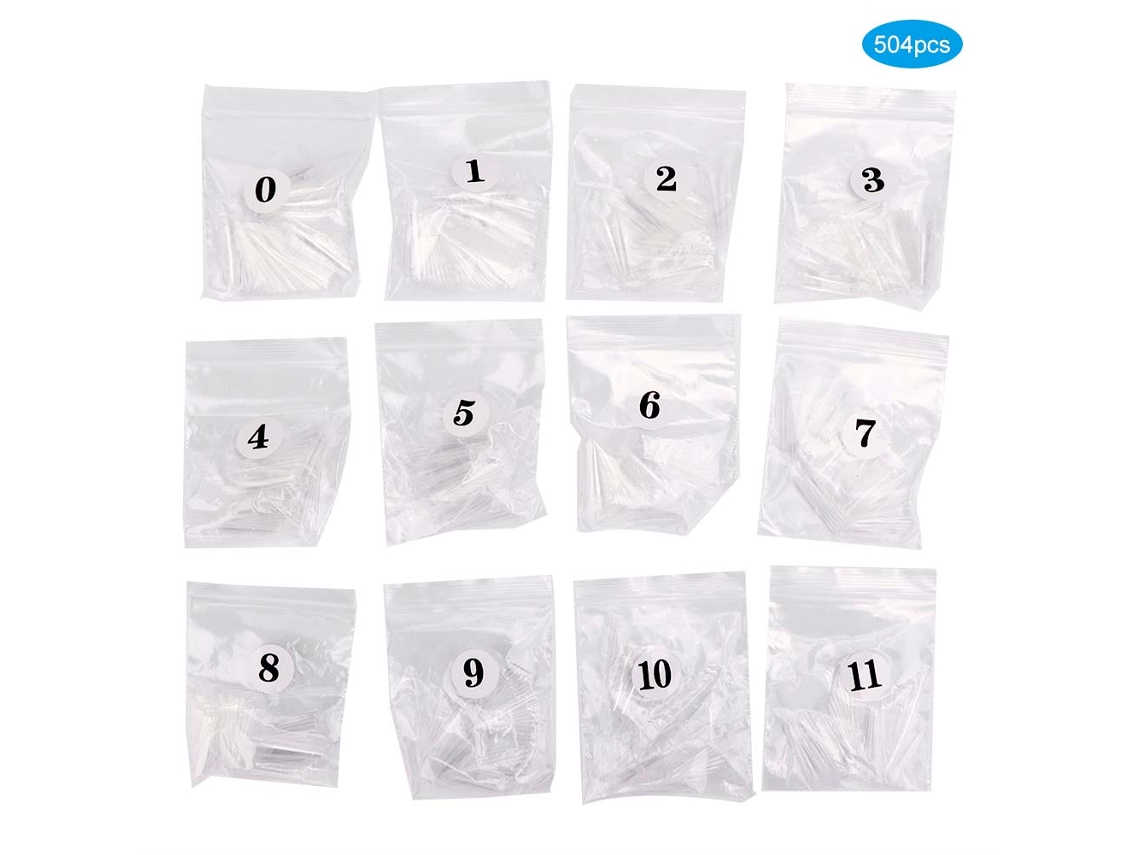 Uñas postizas profesionales transparentes Kkml-504pcs para manicura casera, herramientas portátiles para uñas.